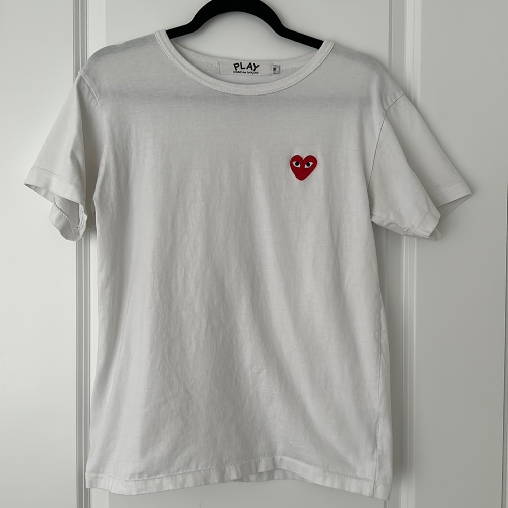 Comme des Garcons PLAY White Tee with Red Heart